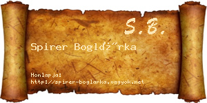 Spirer Boglárka névjegykártya